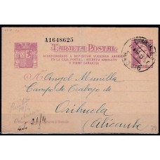 España Enteros Postales 1938 Edifil 79 usado II República Doblado