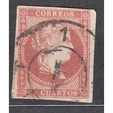 Matasellos y marcas de 4 cuartos Rueda de carreta 1856 Edifil 48 nº 1 Madrid