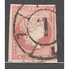 Matasellos y marcas de 4 cuartos Rueda de carreta 1856 Edifil 48 nº 7 Sevilla