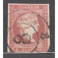 Matasellos y marcas de 4 cuartos Rueda de carreta 1856 Edifil 48 nº 8 Valencia