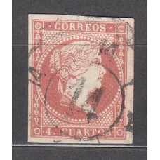 Matasellos y marcas de 4 cuartos Rueda de carreta 1856 Edifil 48 nº 14 Valladolid