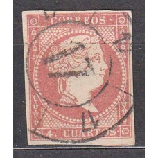 Matasellos y marcas de 4 cuartos Rueda de carreta 1856 Edifil 48 nº 17 Almeria