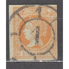 Matasellos y marcas de 4 cuartos Rueda de carreta 1860 Edifil 52 nº 1 Madrid
