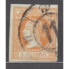 Matasellos y marcas de 4 cuartos Rueda de carreta 1860 Edifil 52 nº 11 Murcia