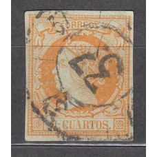 Matasellos y marcas de 4 cuartos Rueda de carreta 1860 Edifil 52 nº 37 Palma de Mallorca