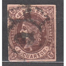 Matasellos y marcas de 4 cuartos Rueda de carreta 1862 Edifil 58 nº 09 Alicante