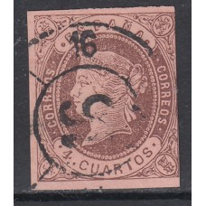 Matasellos y marcas de 4 cuartos Rueda de carreta 1862 Edifil 58 nº 16 Albacete