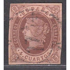 Matasellos y marcas de 4 cuartos Rueda de carreta 1862 Edifil 58 nº 17 Almeria