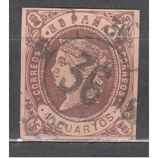 Matasellos y marcas de 4 cuartos Rueda de carreta 1862 Edifil 58 nº 36 Palencia