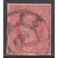 Matasellos y marcas de 4 cuartos Rueda de carreta 1864 Edifil 64 nº 5 Granada