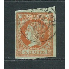 Matasellos y marcas de 4 cuartos Fechador 1860 Edifil 52 Hellín (Albacete)