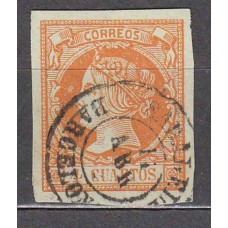 Matasellos y marcas de 4 cuartos Fechador 1860 Edifil 52 Sabadell (Barcelona)