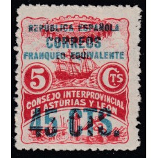 Asturias y Leon Correo 1937 Edifil 9 * Mh