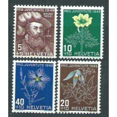 Suiza - Correo 1949 Yvert 493/96 * Mh Flores