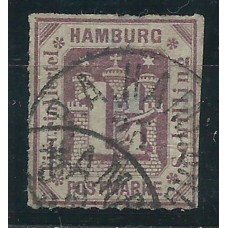 Estados Alemanes - Hambourg Yvert 8 usado   defectos