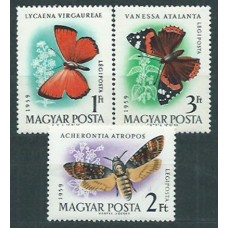 Hungria - Aereo 1959 Yvert 228/30 ** Mnh Fauna Mariposas