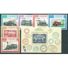 Cuba - Correo 1987 Yvert 2810/15+H,102 ** Mnh Trenes