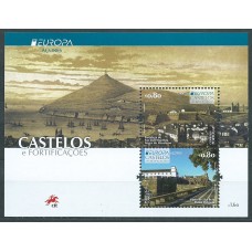 Tema Europa 2017 Azores Hoja Yvert 612F Castillos