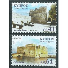Tema Europa 2017 Chipre Yvert 1382/83 ** Mnh  Castillos