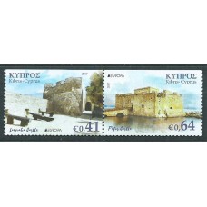 Tema Europa 2017 Chipre de Carnet Yvert 1382a/83a ** Mnh Castillos