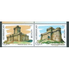 Tema Europa 2017 Azerbaijan Yvert 953/54 de Carnet ** Mnh Castillos