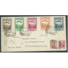 Historia Postal - España 1931 Edifil 650/54 Carta dirigida a Arlington N.J.con Matasellos de llegada