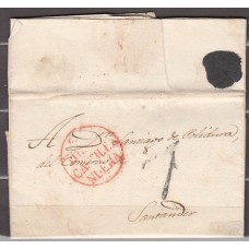Carta DP.4 - Zaragoza a Sta. María de Oloron en 1830 con marcas Zª/FRANCO y ESPAGNE/PAR OLERON