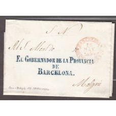 Carta DP.5 -1850 Barcelona a Malgrat. Tipo III rojo
