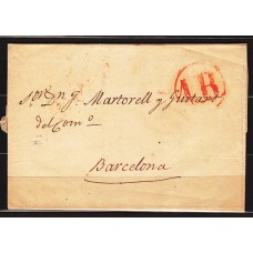 Carta DP.5 - Arenys de Mar a Barcelona (15 nov.1846) sin marca de salida, con Baeza llegada, Porteo 1B dentro de un círculo