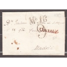 Carta DP.26 - Cádiz a Madrid PE.15 rojo marrón