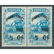 España Beneficencia 1940 Edifil 45hz 1 sello "5" de 5cts deformado ** Mnh