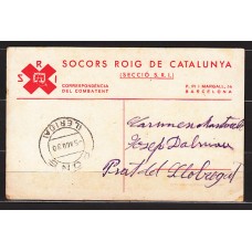 Viñetas - Socors roig de Catalunya, correspondencia del combatiente dirigida al Prat de LLobregat 5-agosto-1938