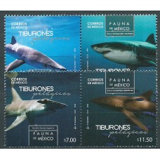 Mexico Correo 2016 Yvert 3011/14 ** Mnh Tiburones