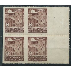 Barcelona Variedades 1943 Edifil 42sv (*) Mng Bloque de cuatro sin dentar vertical