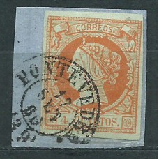 Matasellos y marcas de 4 cuartos Fechador 1860 Edifil 52 Pontevedra