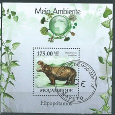 Mozambique Hojas Yvert 241 usado Fauna. Hipopotamo