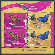 Colombia Hojas Yvert 87 ** Mnh Colombia - Mexico. Fauna. Mariposas