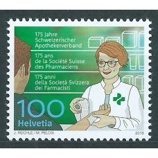 Suiza Correo 2018 Yvert 2474 ** Mnh 175 Anº Asociación de Farmaceuticos