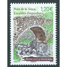 Tema Europa 2018 Andorra Francesa Yvert 814 ** Mnh Puentes