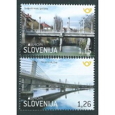 Tema Europa 2018 Eslovenia Yvert 1099/1100 ** Mnh Puentes
