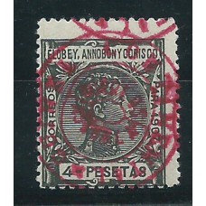 Guinea Sueltos 1909 Edifil 58Pc * Mh Sobrecarga Roja