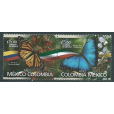 Mexico Correo 2018 Yvert 3108/9 **Mnh Mexico-Colombia. Mariposas. Fauna