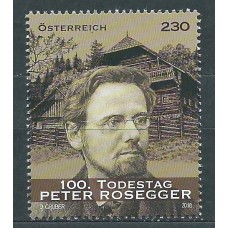 Austria Correo 2018 Yvert 3226 ** Mnh 100 Anº Muerte de Peter Rosegger- Escritor
