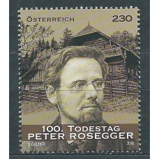 Austria Correo 2018 Yvert 3226 ** Mnh 100 Anº Muerte de Peter Rosegger- Escritor