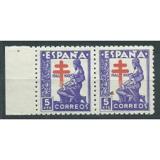 España Variedades 1946 Edifil 1008ed ** Mnh Pareja un sello doble Impresión