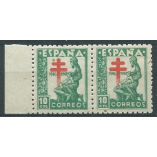 España Variedades 1946 Edifil 1009ed ** Mnh Pareja un sello doble Impresión