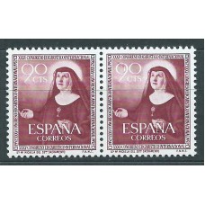 España II Centenario Variedades 1952 Edifil 1116it ** Mnh Pareja con un sello Mancha Blanca en el interior de la cifra "9"