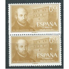 España II Centenario Variedades 1955 Edifil 1167it * Mh Pareja con un sello Reflejos blancos en la ventana inferior