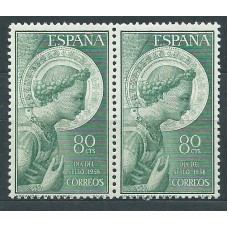 España II Centenario Variedades 1956 Edifil 1195it ** Mnh Pareja con un sello Variedad "E" de Correos semejando una "C"
