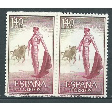 España II Centenario Variedades 1960 Edifil 1262it ** Mnh Pareja con un sello Punta de estoque doblada